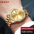 OLEVS Luxusmarke Business Herren Armbanduhr Wasserdichte Funktion Diamant Leuchtende Mechanische Für Büro Mann Stahlband Uhr